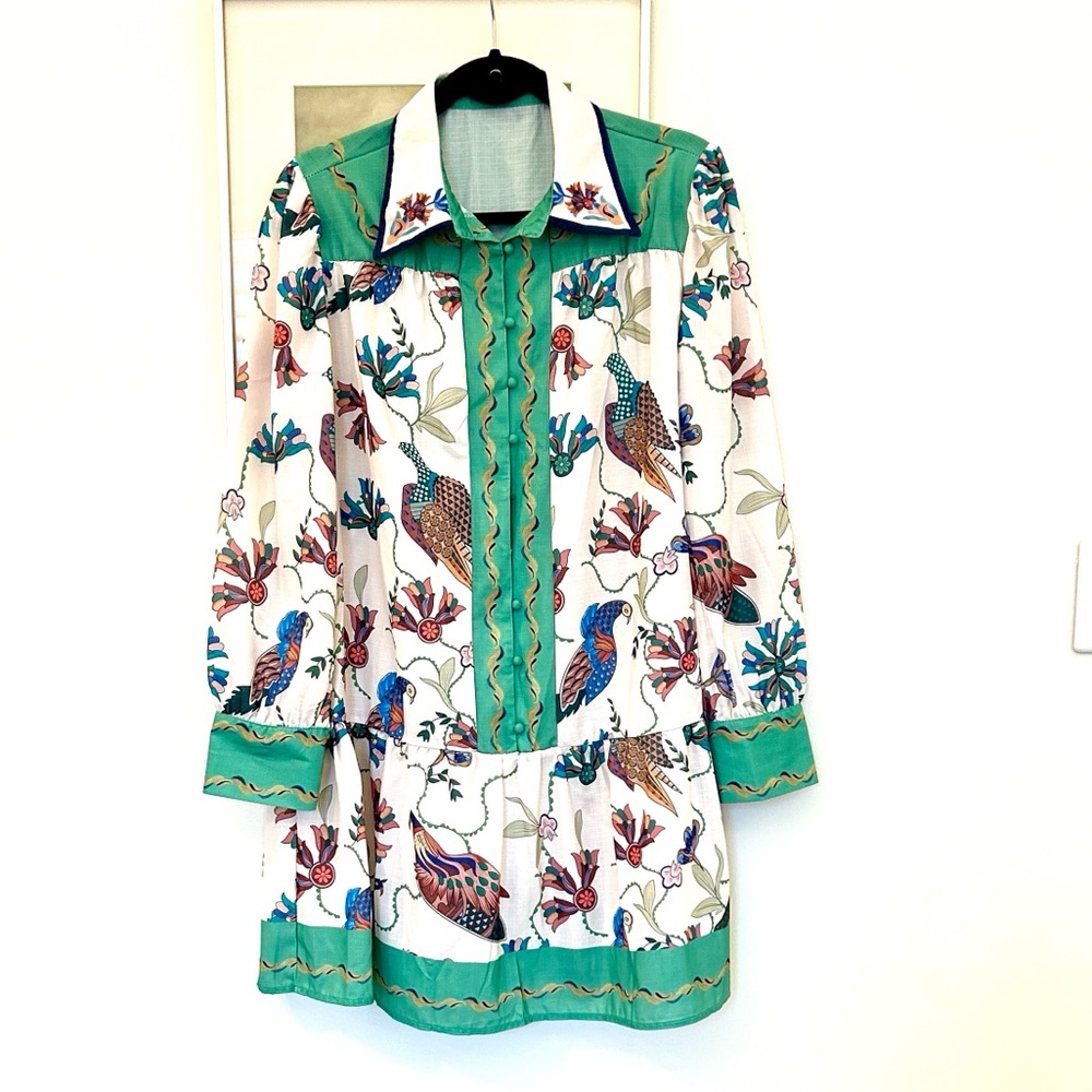 NWOT Floral Print Drop Waist Puff Sleeve Dress